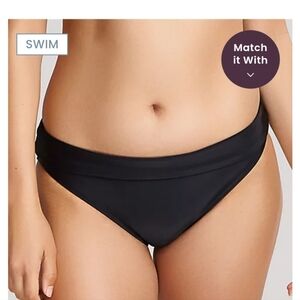 NWT Panache Anya Riva Fold Bikini Swim Bottom, Black, Size M/12